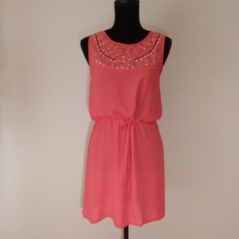Umgee Coral Drawstring Dress Size Small